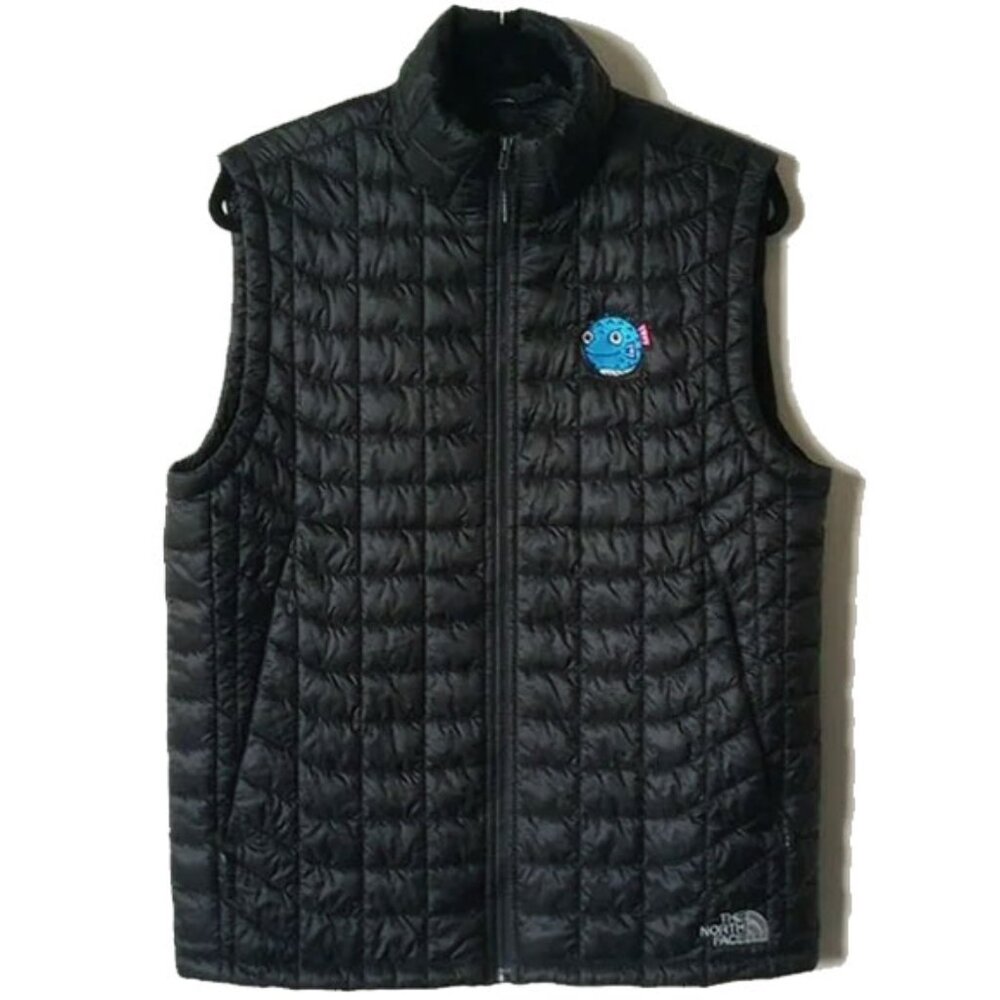 NWOT Thermoball Eco Vest M Black Embroidered Aqua Pink Puffer Fish Quilted